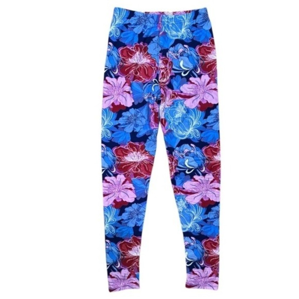 Agnes‎ & Dora Colorful Floral Leggings S M Soft Stretch Pull On Comfy NWT